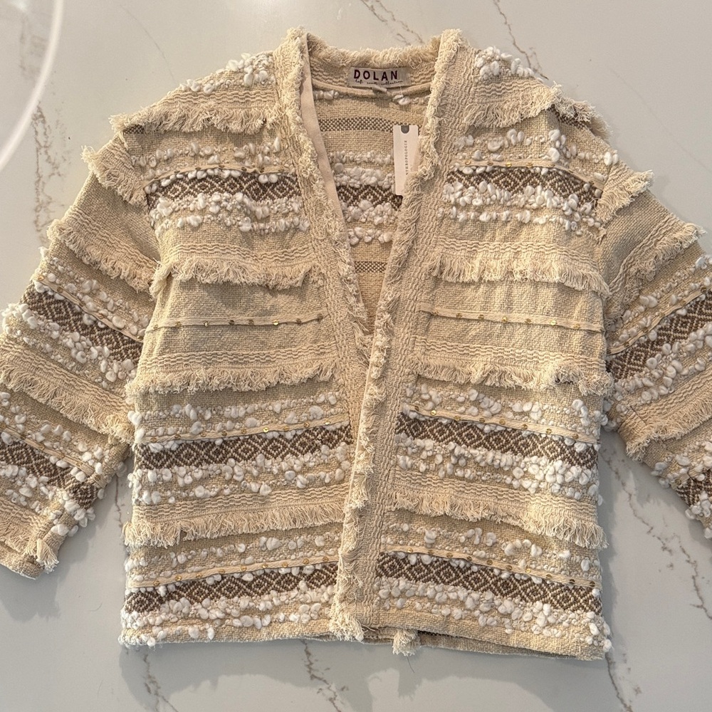 Dolan Fringe Cream and Brown Jacket